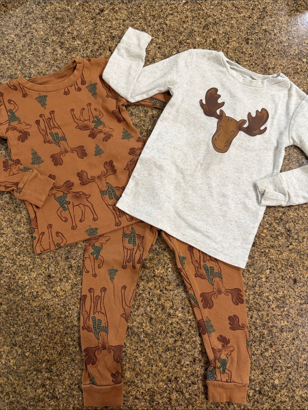 Carter's Brown & Light Gray Moose Pajama Set